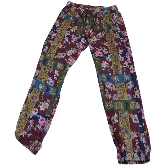 Johnny Was Silk LAURIE PRESLEY JOGGER Pants Sz XS Patchwork Floral Boho Designer - Picture 3 of 12